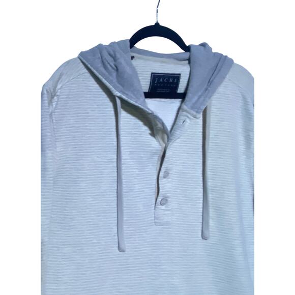 Jachs New York Tribeca Hoodie Sweatshirt Men's Size XL Grey White Stripes - Picture 3 of 8